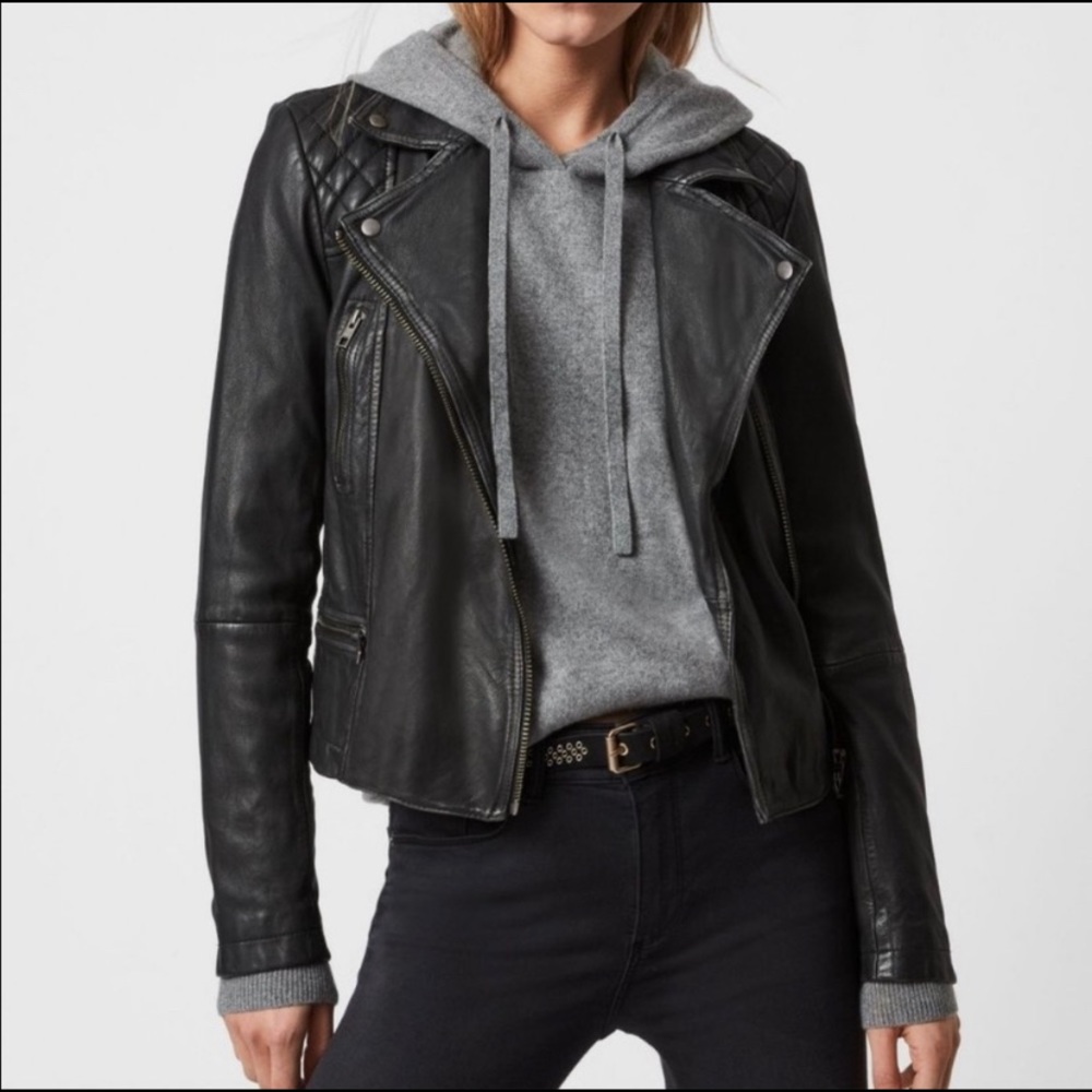 NWT Allsaints Catch Biker Jacket, Leather Moto